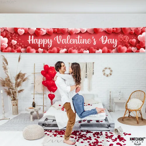 Miniatura 8 de KatchOn, Cartel de feliz día de San Valentín, grande, 120 x 20 pulgadas, decoraciones de patio de San Valentín, decoración del día de San Valentín