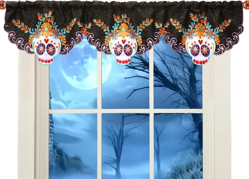 Miniatura 9 de Cenefa de Cortina de Ventana de Cocina con Bolsillo para Barra Bordada de Bastón de Caramelo de Navidad y Fiestas A 58 × L 14 Pulgadas