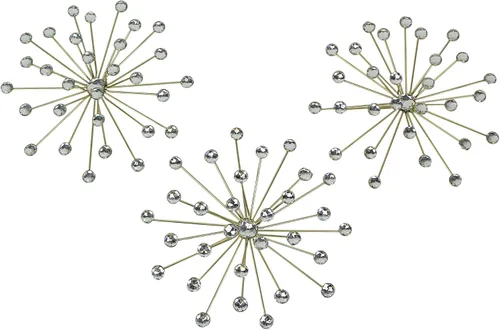Elico Ltd. Juego de 3 esculturas decorativas de pared de metal con diamantes de imitación glamorosos y detalles de cristal que añaden elegancia,