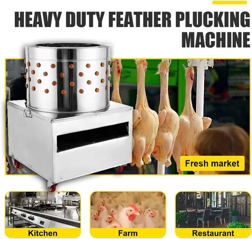 Miniatura 4 de 20" máquina del desplume del pollo del acero inoxidable, desplume la máquina De-Feather 1500W 275R/min, procesador eléctrico de alimentos