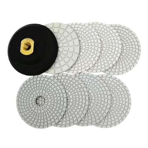 SHDIATOOL Juego de 8 almohadillas de pulido húmedo de diamante de 4 pulgadas/3.937 in de diámetro, más un respaldo de goma de 5/8 pulgadas -11 para