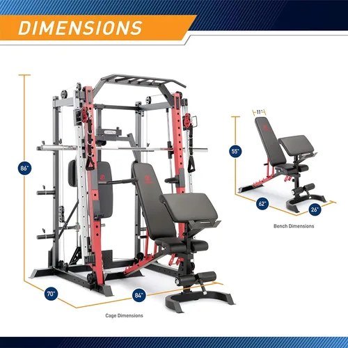 Miniatura 6 de Marcy Smith Machine Cage System Home Gym Multifunction Rack, Customizable Training Station Blanco