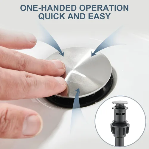Miniatura 7 de Grifo de Baño de Níquel Cepillado, Grifo de Lavabo de Baño Centerset de Una Sola Manija Sanliv con Desagüe Pop-Up y Placa de Cubierta