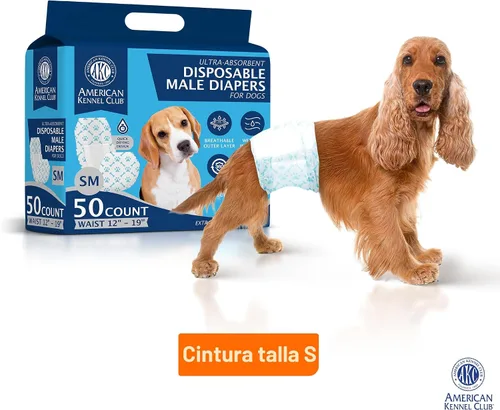 Miniatura 2 de American Kennel Club Fajas desechables para perros machos, pañales con indicador de humedad, tamaño pequeño, 50