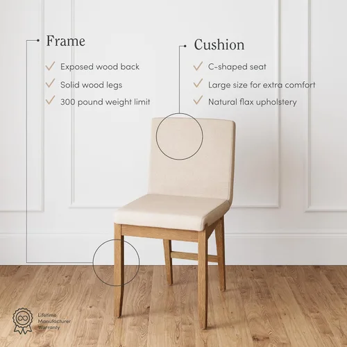 Miniatura 4 de Nathan James Gracie - Silla de comedor moderna, silla de comedor tapizada, lino natural/marrón claro, juego de 4 Lino marrón claro cepillado
