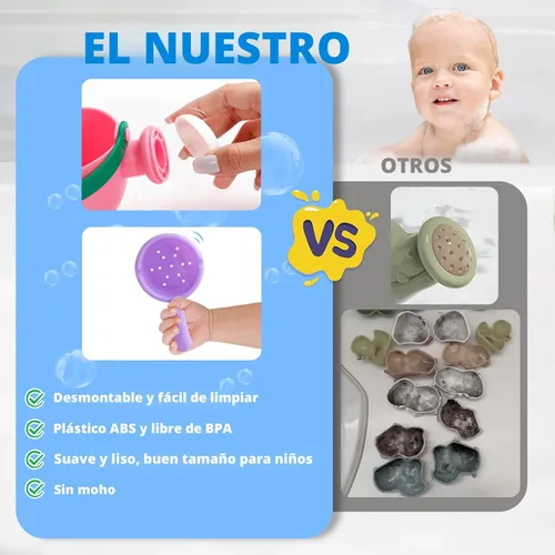 Miniatura 4 de Fajiabao Juguetes de baño para bebés de 1 a 3 años, juguetes de baño para niños pequeños, sin moho, para bañera de 2 a 4 años, arena, playa