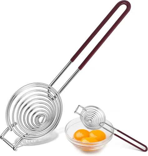 Separador de huevos, herramienta de separación blanca de yema de huevo de acero inoxidable, herramienta separadora de clara de huevo de mango largo