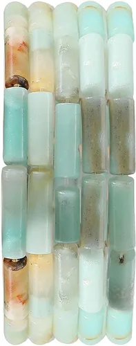 BEADIA Cuentas de tubo de amazonita natural de 0.512 x 0.157 in, 30 cuentas cilíndricas sueltas de semi piedras preciosas para diseño de joyería
