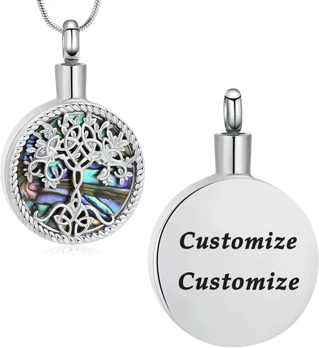 Miniatura 17 de Hearbeingt Collares de urna de lágrima para cenizas, medallón conmemorativo de cenizas del árbol de la vida, joyería de cremación, colgante