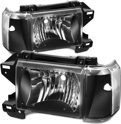 Miniatura 8 de Auto Dynasty Conjunto de faros delanteros compatible con Ford Bronco F-150 F-250 F-350 1987-1991, reemplazo de faros halógenos del lado