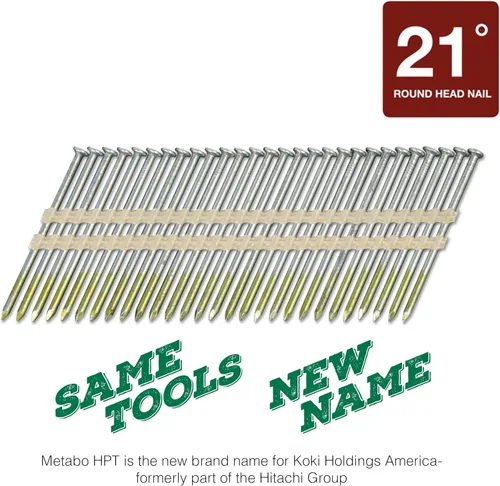 Miniatura 3 de Metabo HPT Clavos para enmarcar 3 pulgadas x .120 21 grados brillantes lisas 1,000 unidades 20105SHPT