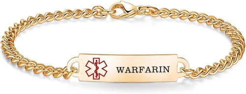 Miniatura 131 de Pulseras de identificación de alerta médica de 6.5 "-8.5" para mujeres, pulseras de emergencia médica de acero inoxidable, grabado gratuito