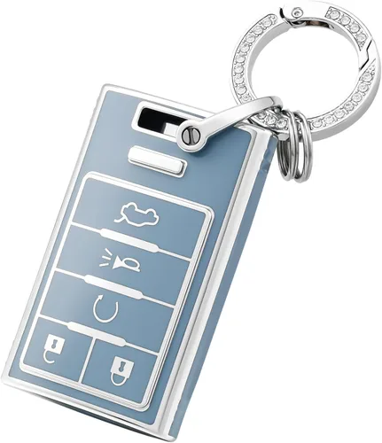OFFCURVE Funda para llavero Compatible con Cadillac C5+Llavero, Azul plateado