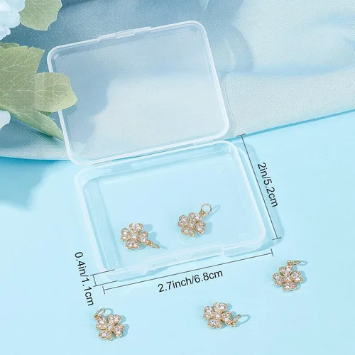 Miniatura 7 de Beebeecraft 6 unids/caja de trébol de cuatro hojas chapado en oro de 18 quilates de latón de buena suerte, colgante de circonita cúbica para el día