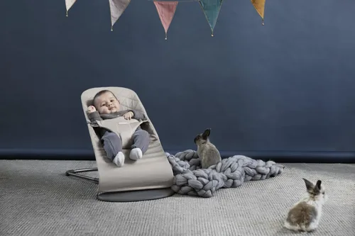 Miniatura 3 de BabyBjörn Bouncer Bliss Silla de rebote para bebé, Algodón, Gris arena 2-Gris arena