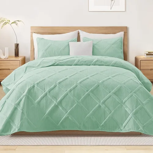 Miniatura 18 de Exclusivo Mezcla - Juego de edredón de microfibra tamaño King, juego de ropa de cama gris claro con 2 fundas de almohada, colcha moderna para cama