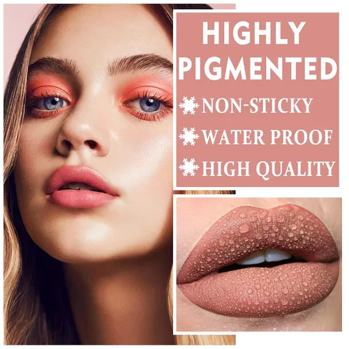 Miniatura 3 de IONSGAKO Lápiz labial mate nude aterciopelado, brillo de labios, no se decolora, no se pega a la copa, lápiz labial color nude, tinte de labios