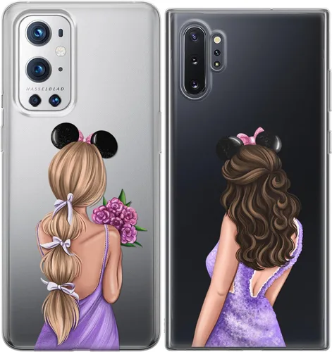 Miniatura 7 de Fundas a juego para parejas compatibles con iPhone 15 14 13 Pro Max 12 Mini 11 Xs 6s 8 Plus 7 Xr 10 SE X 5 Femenino Par de Nupcial Estampado Púrpura