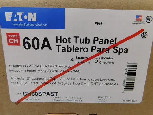 Eaton CH60SPAST CH Series Panel de spa monofásico de 60 amperios