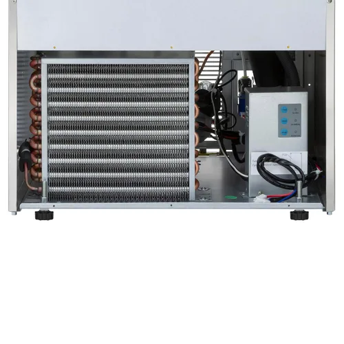 Miniatura 3 de Maxx Ice Máquina de hielo autónoma de 100 libras, refrigerada por aire, acero inoxidable y borde negro con capacidad de almacenamiento de hielo