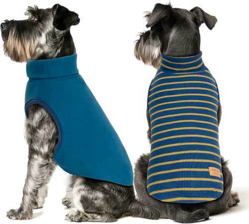 KYEESE Paquete de 2 suéteres para perro, sudadera elástica para perros, ropa suave para mascotas, abrigos cálidos para perros, cuello alto, suéteres