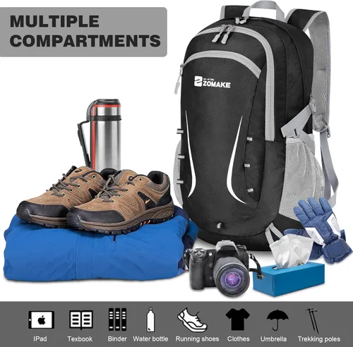 Miniatura 3 de Zomake - Mochila de senderismo plegable resistente al agua, mochila ligera de 40 litros para viajes, mochila plegable Backpacks, Collapsible