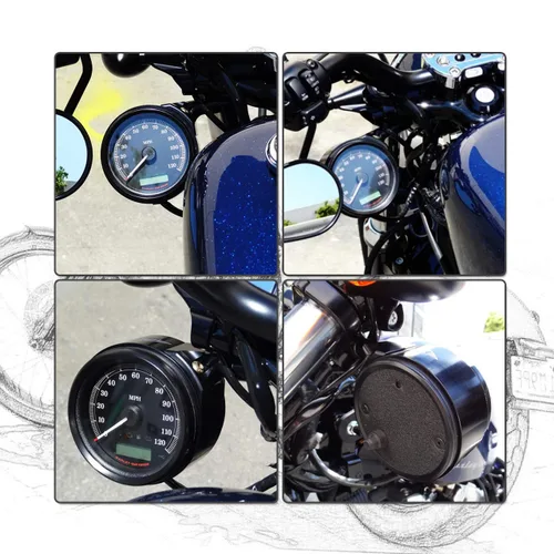 Miniatura 7 de Soporte de Reubicación con Abrazadera para Manillar Lateral del Velocímetro Compatible con Harley Sportster XL 48 1993-actual Dyna 1993-2005