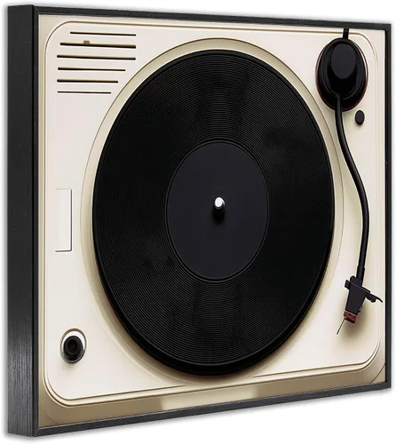 Miniatura 3 de Stupell Industries Classic Tunes - Tocadiscos Giclée enmarcado en negro, diseño artístico por Annabelle Hall, 11 x 14 pulgadas