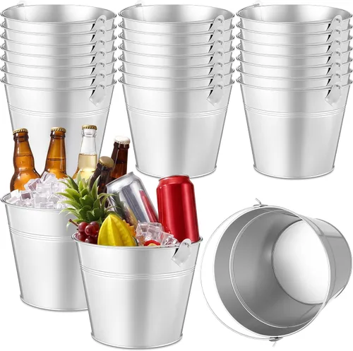 Miniatura 13 de Didaey 12 cubos de metal para cerveza, cubos de hielo a granel, cubos de hielo con asa, enfriador de bebidas para fiesta de champán, bebidas