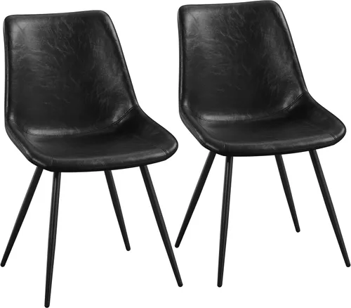 Miniatura 15 de Yaheetech Juego de 2 sillas de comedor modernas tapizadas con asiento de piel sintética y patas de metal para el hogar, cocina, diseño sin brazos