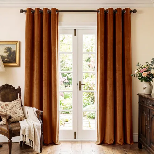 Miniatura 35 de StangH Cortinas de Terciopelo Grueso Sólido - Juego de Tratamiento de Ventanas con Oscurecimiento Moderado para Dormitorio, Cortinas/Cortinajes