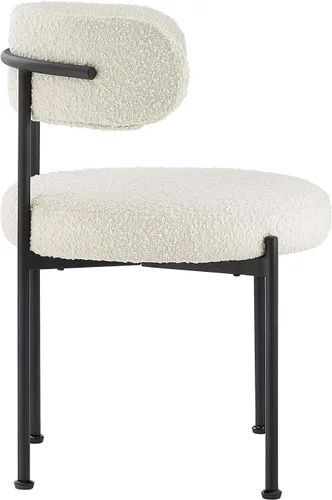 Miniatura 5 de Modway EEI-6516-IVO-BLK Albie Boucle - Juego de 2 sillas de comedor de tela, color negro marfil