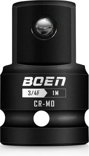 BOEN Adaptador de enchufe de impacto de 3/4 "F a 1" M, acero Cr-Mo, juego de adaptadores de enchufe para conversiones de controlador de impacto
