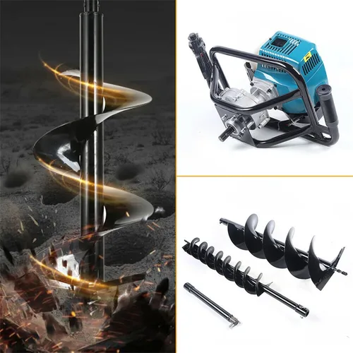 Miniatura 7 de Excavadora de agujeros de poste de 2 tiempos de 52 cc, kit de máquina de perforación de tierra con brocas de taladro, máquina de excavación