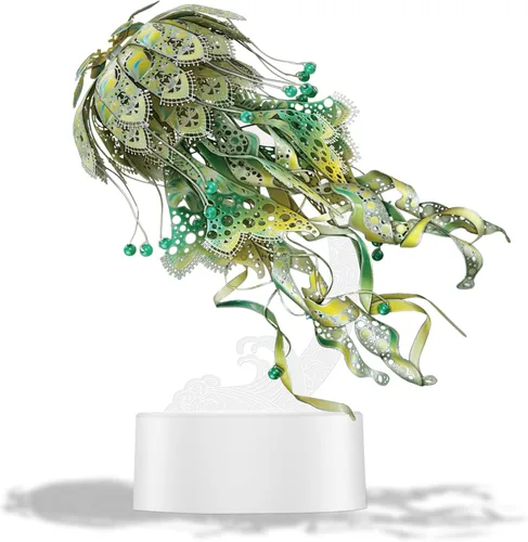 Piececool Rompecabezas de metal 3D para adultos – Luz nocturna de medusas de organismo marino con enchufe USB, pasatiempos, manualidades, arte y