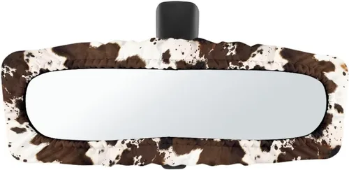 Miniatura 14 de Funda para espejo retrovisor de automóvil con estampado de vaca negro, protector de espejo retrovisor automático elástico