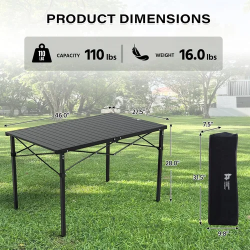 Miniatura 4 de OUTSIDER Mesa de camping plegable con mesa enrollable de aluminio, mesa de playa portátil ligera con bolsa de transporte para cocinar al aire libre