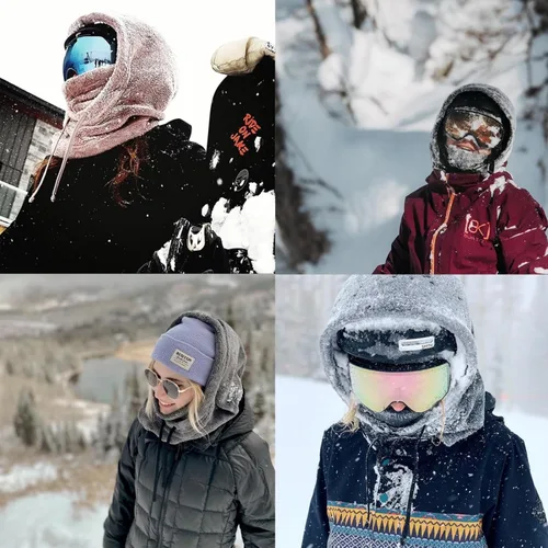 Miniatura 6 de Capucha de sherpa, capucha de sherpa, máscara de esquí, pasamontañas de invierno, resistente al viento, ajustable, cálida, de forro polar, bufanda