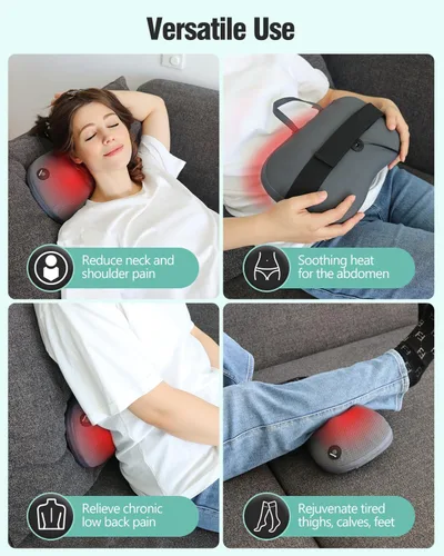 Miniatura 7 de Almohada masajeadora de espalda para aliviar el dolor de tejido profundo, masajeador de cuello para aliviar el dolor de tejido profundo con calor