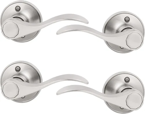 Miniatura 21 de Probrico - Paquete de 2 manijas de puerta decorativas para puertas con apertura a la izquierda y derecha, estilo ondulado, con acabado de níquel
