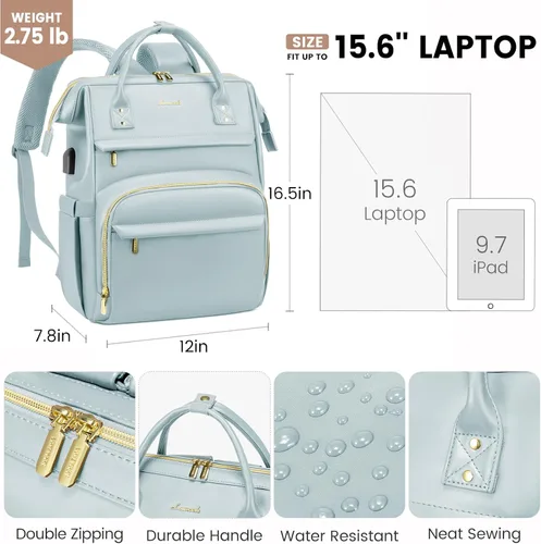 Miniatura 4 de LOVEVOOK - Mochila para laptop para mujer, mochila de moda para mujer.., Rosa Azul, 15,6 pulg., Mochilas de viaje