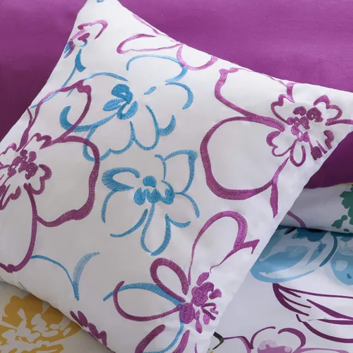 Miniatura 5 de Juego de edredón de Intelligent Design con diseño floral vibrante, ropa de cama para niñas, juego de funda de almohada combinada, almohada Floral