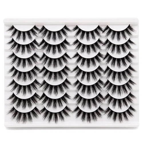Miniatura 9 de Losha - Pestañas postizas de aspecto natural, paquete de pestañas postizas hechas a mano, pestañas de visón sintético, 14 pares de pestañas de ojo