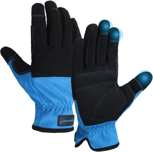 Miniatura 10 de AIGEVTURE Guantes de trabajo para hombre y mujer, guantes de jardinería de uso general con pantalla táctil, guantes de mecánico delgados de trabajo