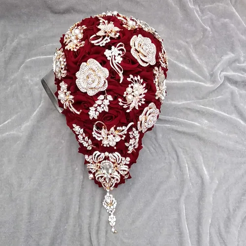 Miniatura 2 de YIFUwedding - Ramo de gota de agua para novia, color rojo vino, azul marino, propuesta de joyería de lujo, para dama de honor, novio, ramillete