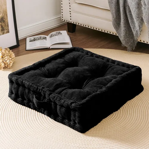 Miniatura 12 de Wellsin Almohadas cuadradas sólidas para el suelo para adultos y niños, cojín grande de meditación con espuma gruesa y funda de terciopelo lavable