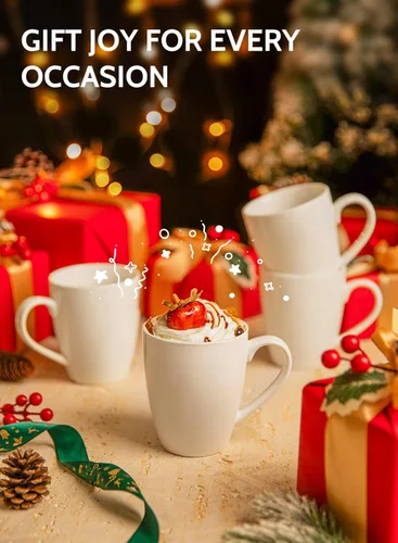 Miniatura 7 de Sweese Tazas de café de porcelana – 16 onzas (arriba al borde) para café, latte, té, cacao, juego de 4, blanco
