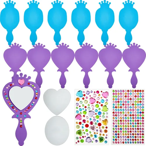 Miniatura 14 de Liliful Paquete de 12 kits de espejo de espuma princesa, decora tus propios espejos de princesa, suministros para fiestas infantiles, juguetes