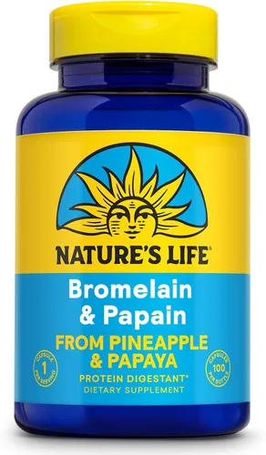 Miniatura 6 de Nature's Life Suplemento enzimático proteolítico de bromelina y papaína para hombres y mujeres, de piña y papaya, cápsulas vegetales de apoyo a