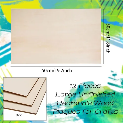 Miniatura 2 de Paquete de 12 hojas de tilo para manualidades - 12 x 20 x 1/8 pulgadas - 3 mm de espesor, hojas de madera contrachapada con superficies lisas